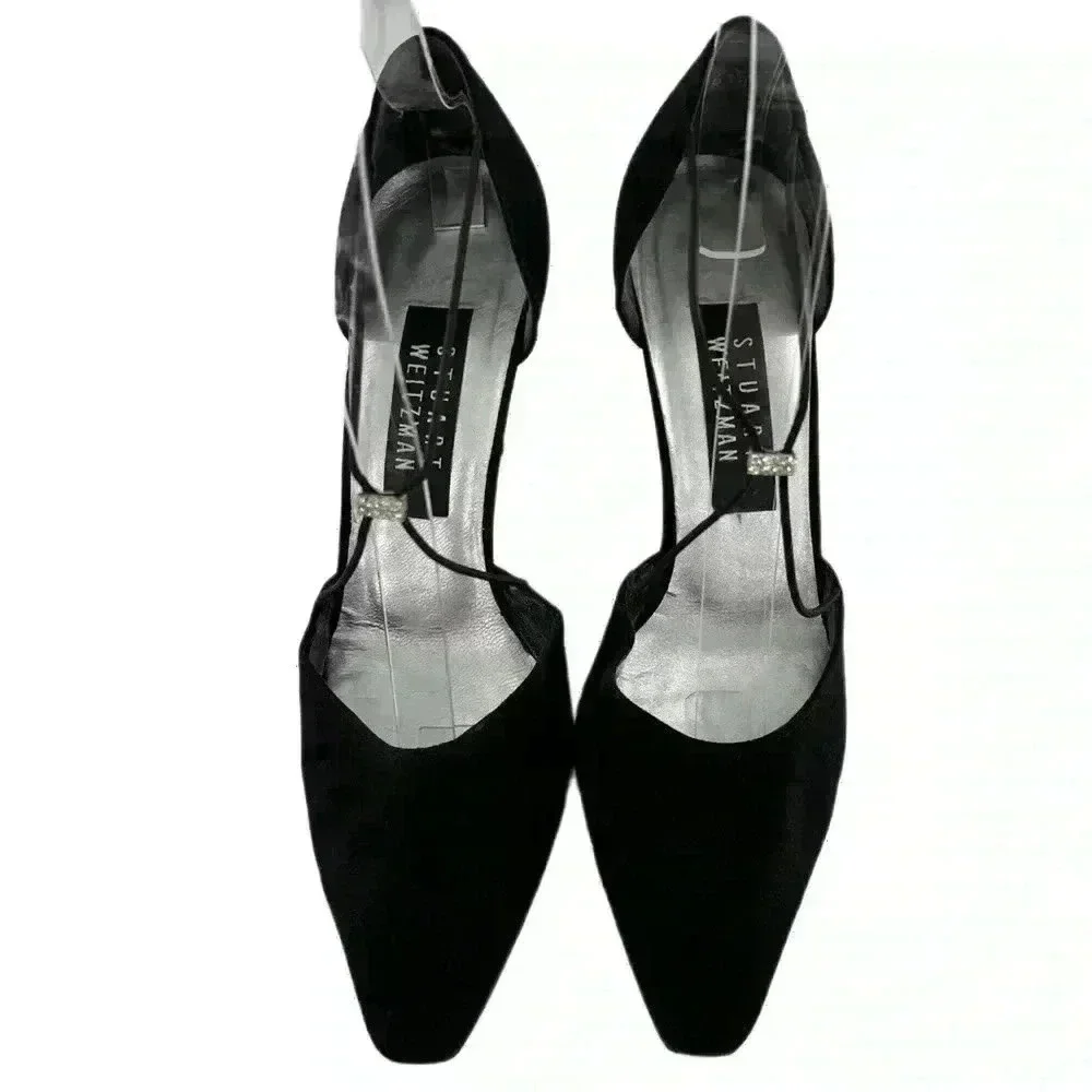 Stuart Weitzman heels 7 black gem mother of the bride formal party holiday